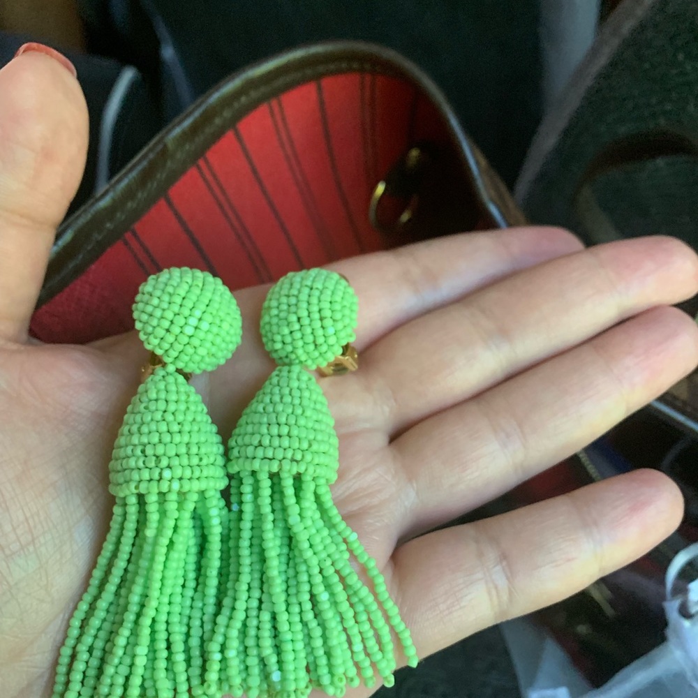 Lime Green Oscar de la Renta Clip-On Earrings